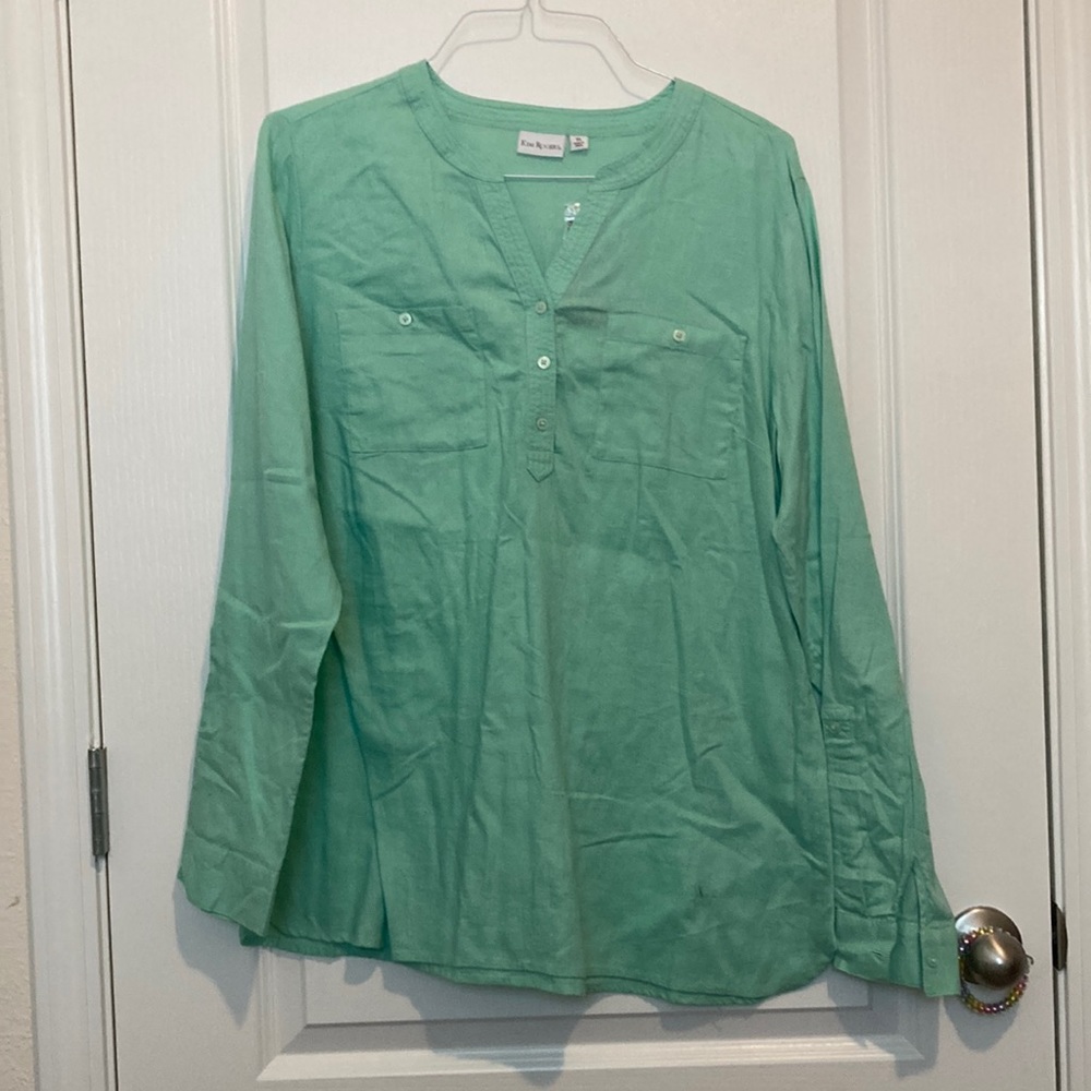NWT - Kim Rogers Green Blouse